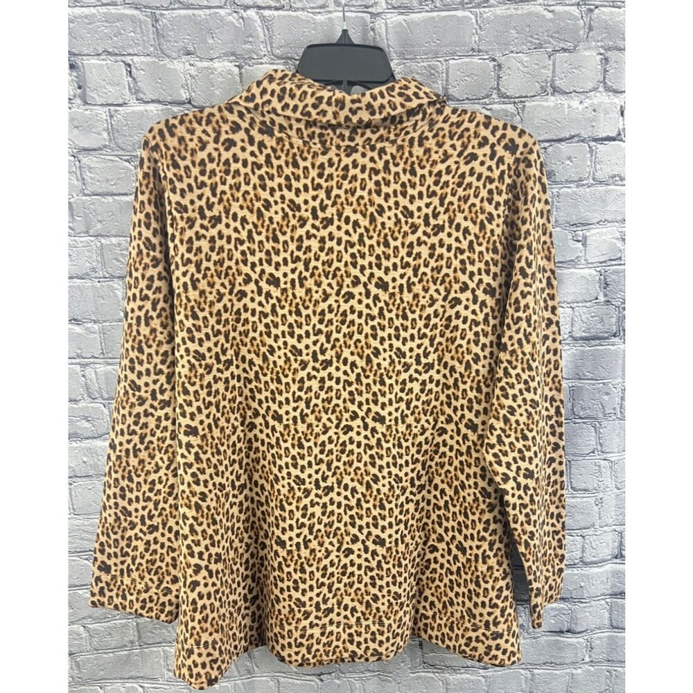 J. Jill  Leopard Print Cowl Neck Pullover LS  Top Shirt  Size 2X - Picture 3 of 9